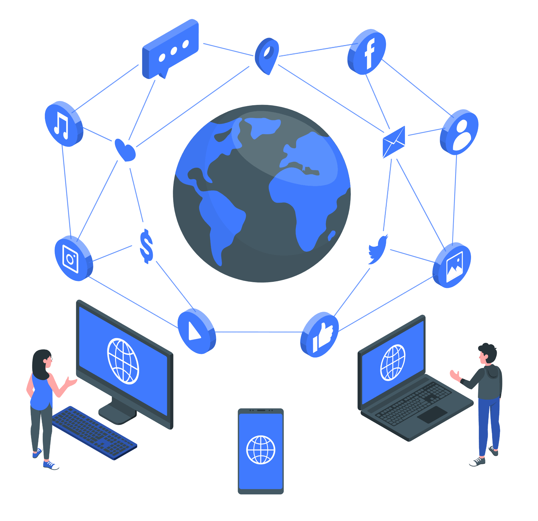 Online world illustration